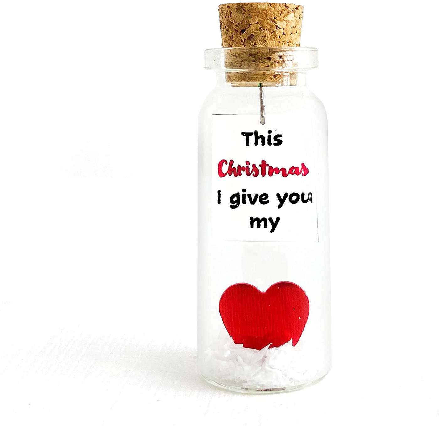 Heart and Message in a Bottle Love Present, Romantic Decoration for Boyfriend or Girlfriend, Anniversary Wish Jar with Card (Red Heart in a Bottle, You're Still the Best Decision I Ever Made)