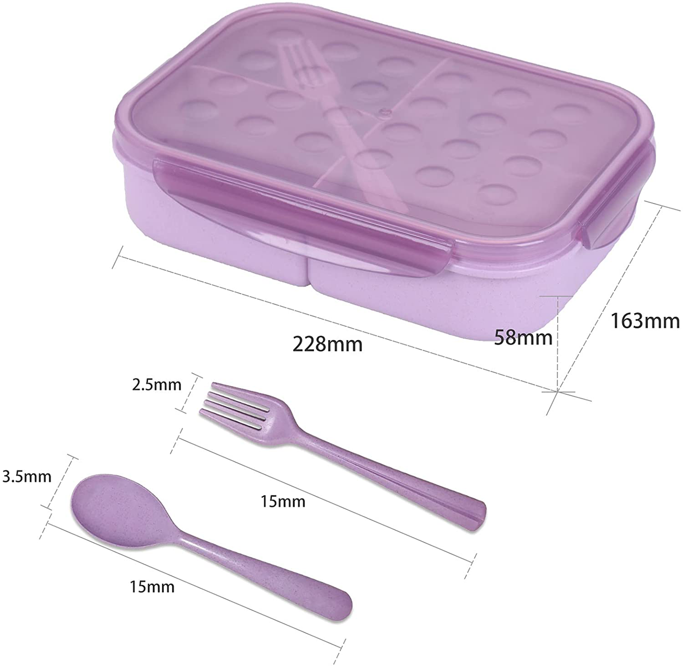 Bento Box, ASYH 3 Compartment Japanese Lunch Box Reusable Lunch Dinner Containers with Fork Spoon for Adults Kids School Office Food Grade BPA Free Microwave Safe (Green-1150ML)