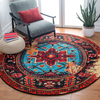 Safavieh Vintage Hamadan Collection VTH211Q Oriental Traditional Persian Non-Shedding Stain Resistant Living Room Bedroom Area Rug 3' x 3' Round Red/Light Blue