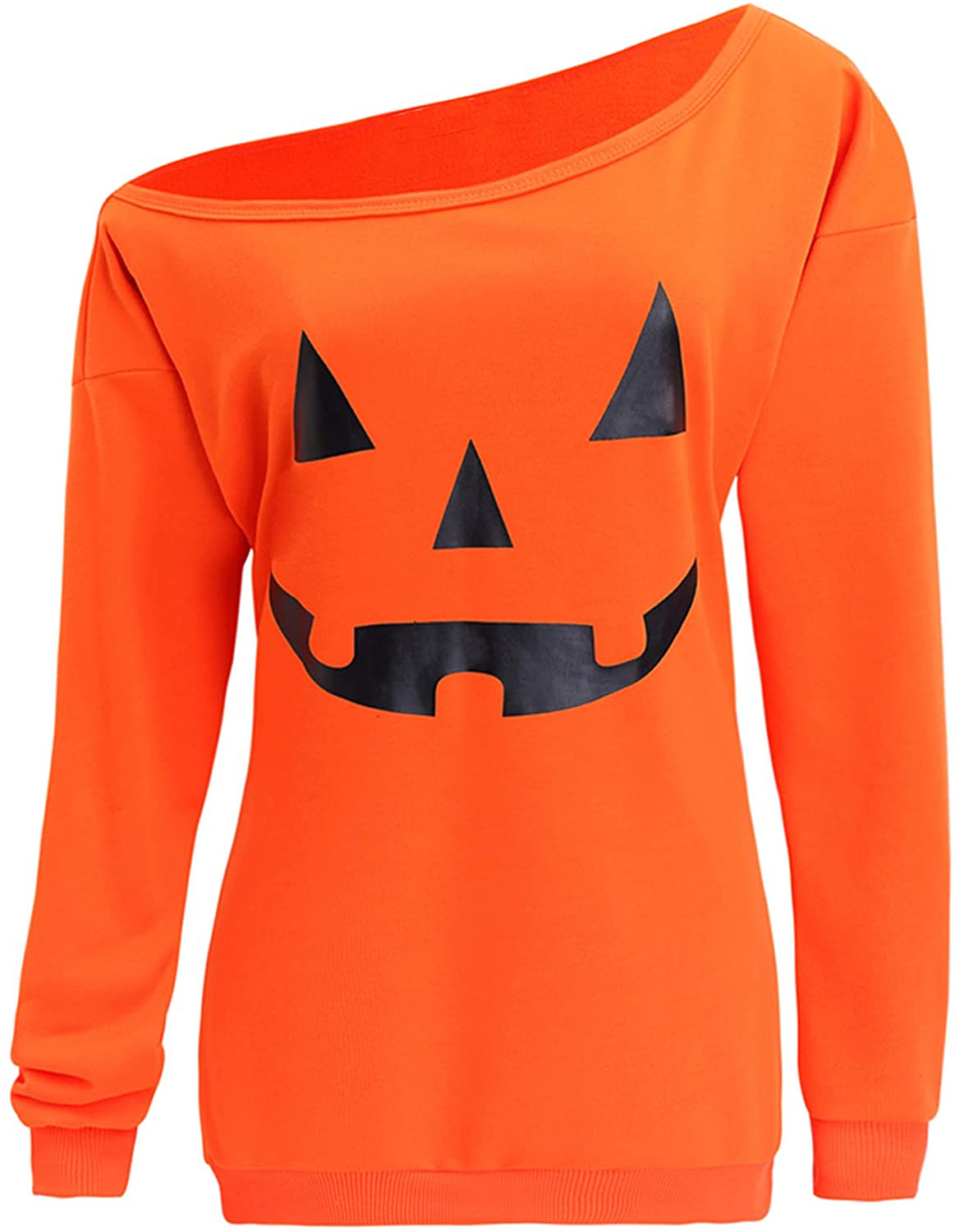 lymanchi Women Slouchy Shirts Halloween Pumpkin Long Sleeve Sweatshirts Pullover