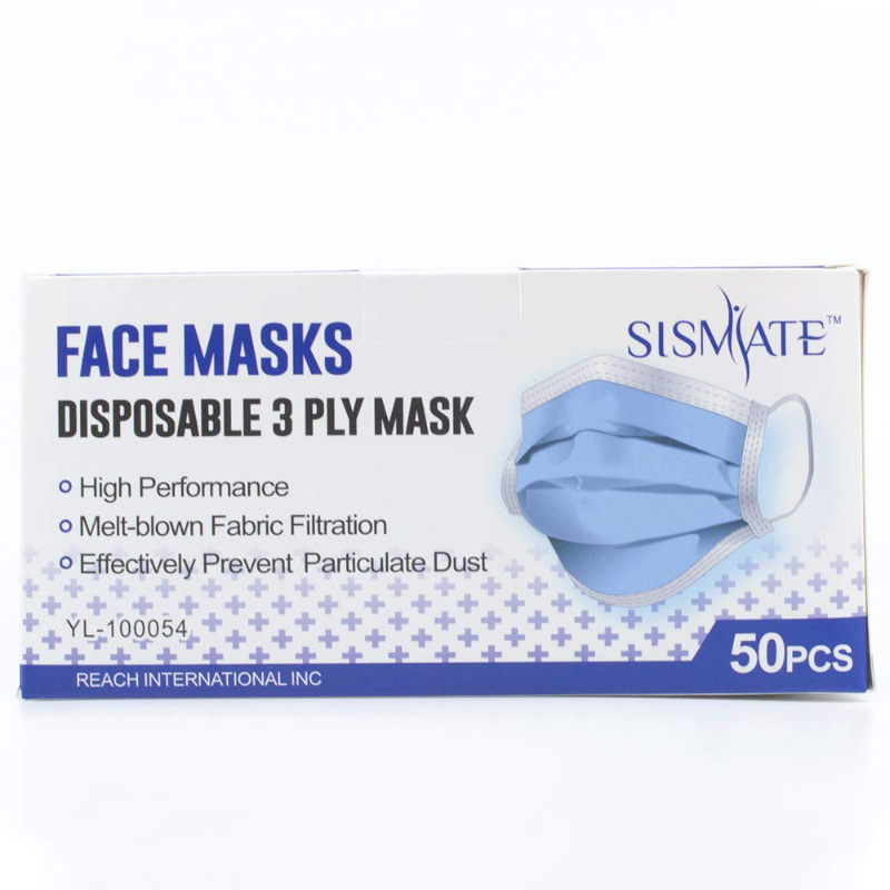 Pack of 50 Triple Layer Face Masks 