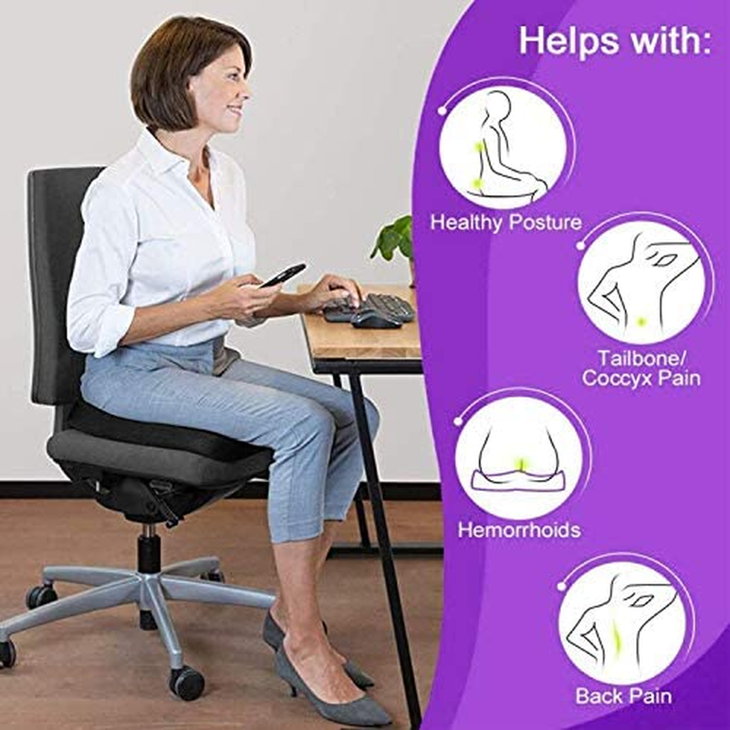 Gel Seat Cushion - Enhanced Double Non-Slip Seat Cushion for Tailbone Pain Relief