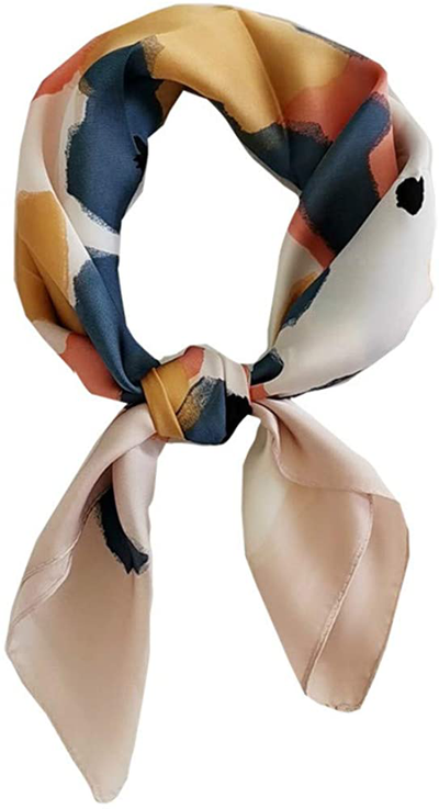 FONYVE Silk Feeling Scarf Medium Square Satin Head Scarf for Women 27.5 × 27.5 inches