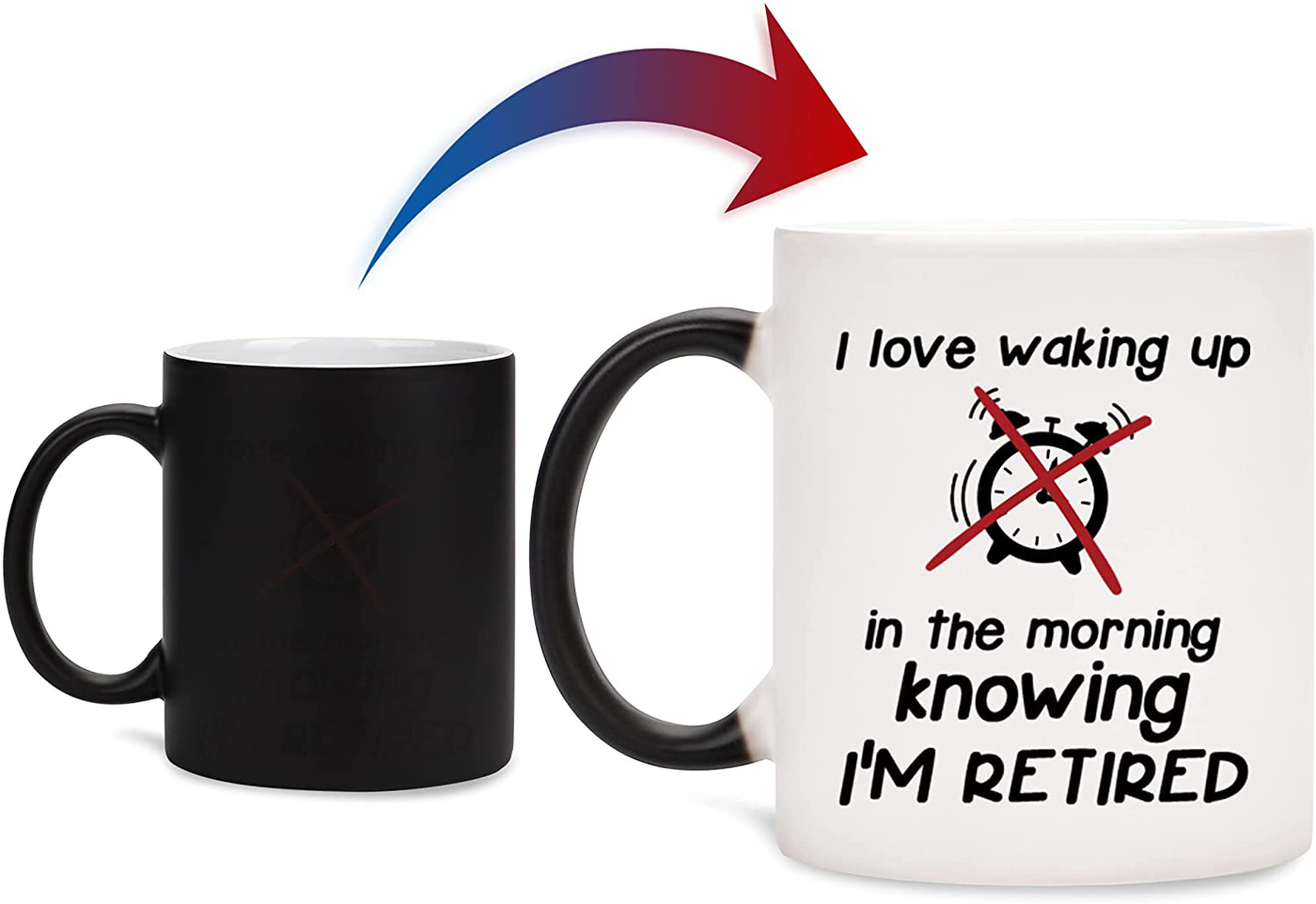 Happy Retirement Gifts for Women Men - Going Away Gift for Coworker, 11oz Heat Changing Retirement Mug for Coworkers Office & Family, I Love Waking Up in the Morning Knowing I'm Retired