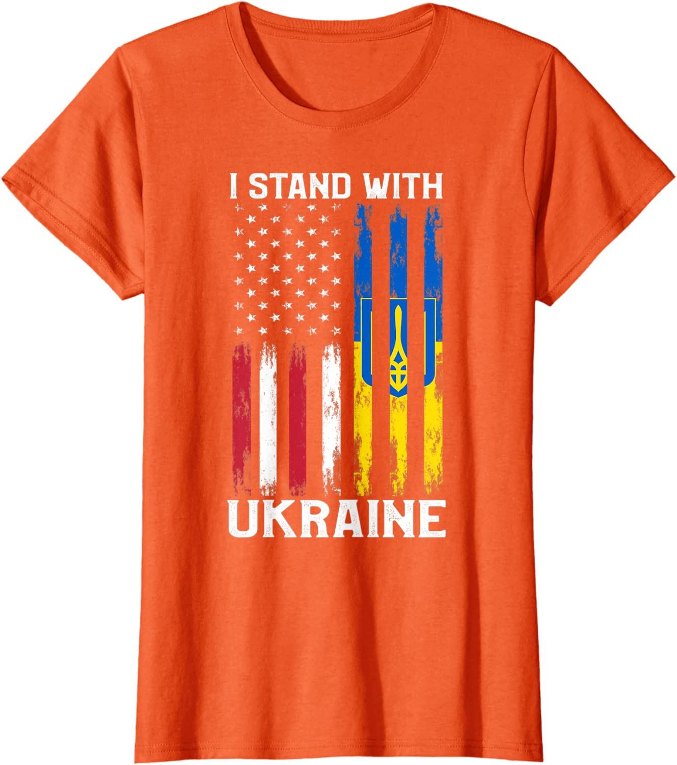 I Stand With Ukraine Flag American USA Flag Support Ukraine T-Shirt