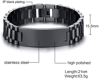 VNOX Masculine Watch Band Stainless Steel Link Bracelet Personalized Engraved DAD Jewelry Gift for Men DAD Father