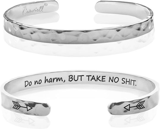 Carviell Bracelets for Women, Personalized Gifts for Her, Mom, Best Friend, Inspirational Friendship Cuff for Teen Girls, Engraved, Birthday Gift Jewelry