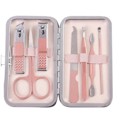 7 Piece Portable Professional Manicure Kit With Travel Case