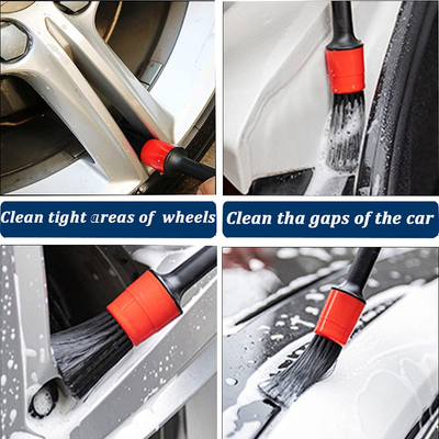 8Pcs Wheel & Tire Brush Car Detailing Kit with 17inch Long Handle Wheel Cleaning Brush, Short Handle Tire Brush, 5 Car Detailing Brushes, Car Towel, Car Wash Kit for Cleaning Car Interior Exterior