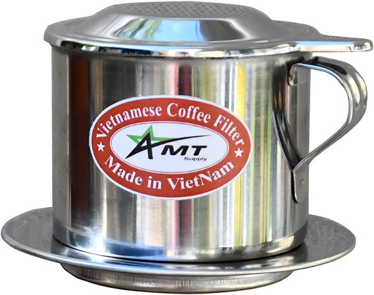 AMT 6.5 OZ Vietnamese Coffee Maker, 1 Serving Phin, Screw Down Coffee Vietnamese Coffee Filter Vietnam Coffee Dripper for making Vietnamese Style at Home Office(7, Handle))