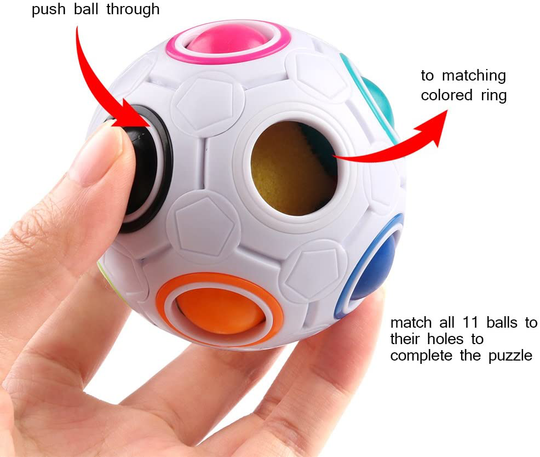 Coogam Rainbow Puzzle Ball with Pouch Color-Matching Puzzle Game Fidget Toy Stress Reliever Magic Ball Brain Teaser for Kids and Adults, Children, Boy, Girl Holiday