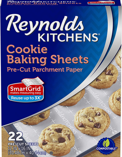 Reynolds Kitchens Cookie Baking Sheets, Pre-Cut Parchment Paper, 22 Sheets