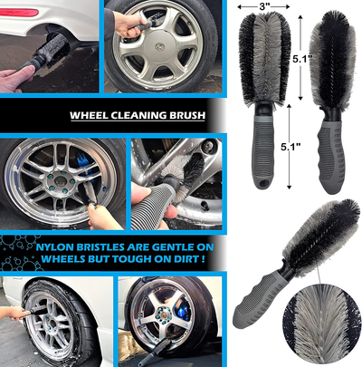 Sudz Budz Premium Microfiber Car Wash Kit 8pcs | Multipurpose Car Wash Mitts, Microfiber Towel Set, Wheel Brush, Car Detailing Brush Set. Auto Detailing Supplies for Exterior Washing Interior Cleaning