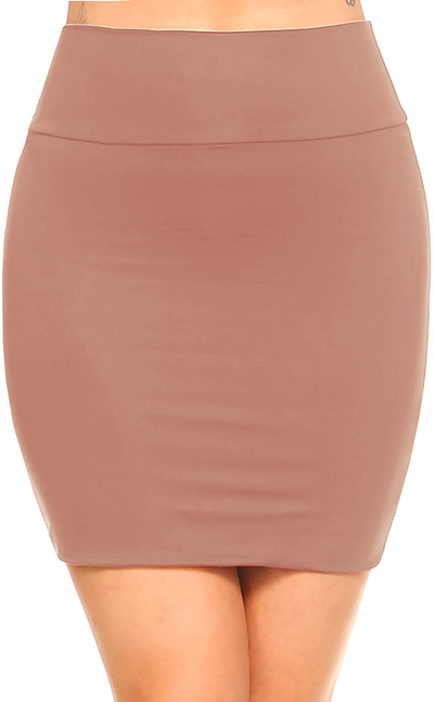 Fashionazzle Women's Casual Rayon Stretchy Bodycon Pencil Mini Skirt