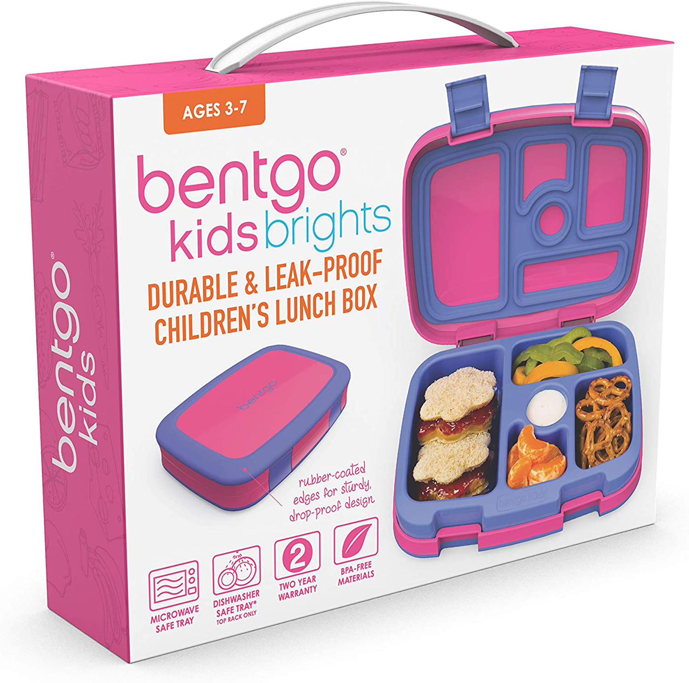 Bentgo Kids Brights – Leak-Proof, 5-Compartment Bento-Style Kids Lunch Box – Ideal Portion Sizes for Ages 3 to 7 – BPA-Free, Dishwasher Safe, Food-Safe Materials (Citrus Yellow)