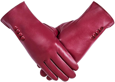 Winter Faux Leather Gloves Warm Thermal Touchscreen With Wool Lining