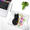 Black Cat Floral Watercolor Mouse Pad Cute Cat Lover Gift Desk Accessories Decor for Women Computer Mousepad School Supplies