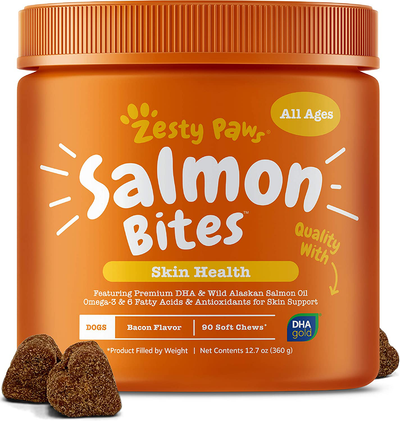 Salmon Fish Oil Omega 3 for Dogs, with Wild Alaskan Salmon Oil - Anti Itch Skin & Coat + Allergy Support - Hip & Joint + Arthritis
