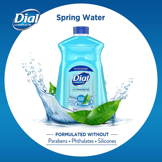Dial Antibacterial Liquid Hand Soap Refill, Spring Water, 52 Fluid Oz (Pack of 3)