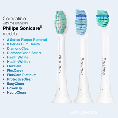 Brushmo Replacement Toothbrush Heads Compatible with Phillips Sonicare Electric Toothbrush Value Pack (8+2).