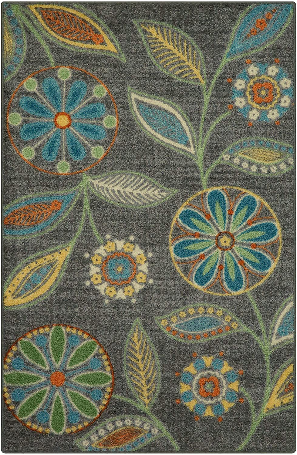 Maples Rugs Reggie Floral Kitchen Rugs Non Skid Accent Area Carpet [Made in USA], Multi, 2'6 x 3'10