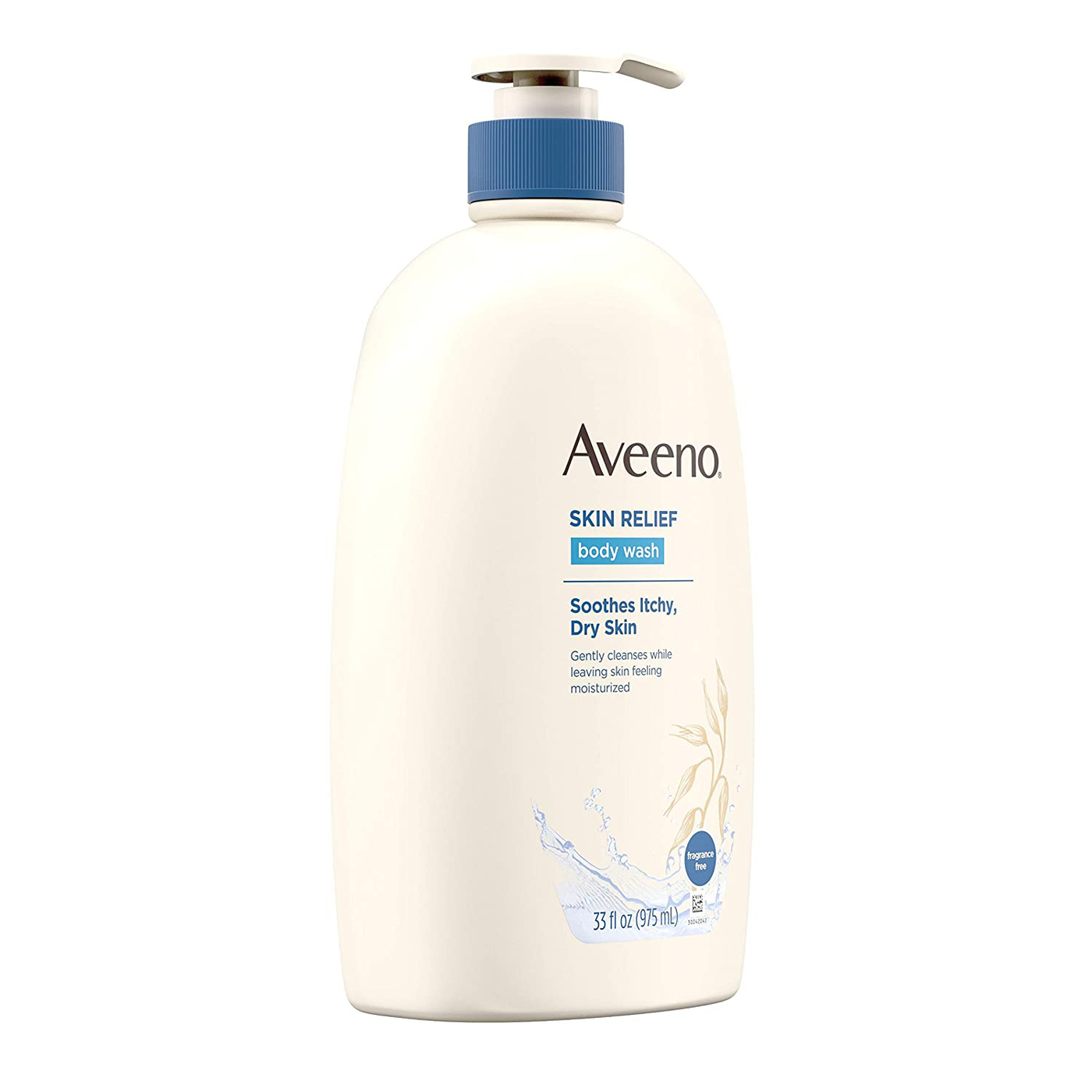 Aveeno Skin Relief Fragrance-Free Body Wash with Oat to Soothe Dry Itchy Skin, Gentle, Soap-Free & Dye-Free for Sensitive Skin, 33 fl. Oz