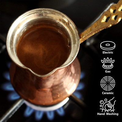 Turkish Coffee Pot, Greek Arabic Coffee Maker, Hammered Copper Coffee Cezve, Small Pot, Stove Top Coffee Maker (one pot)