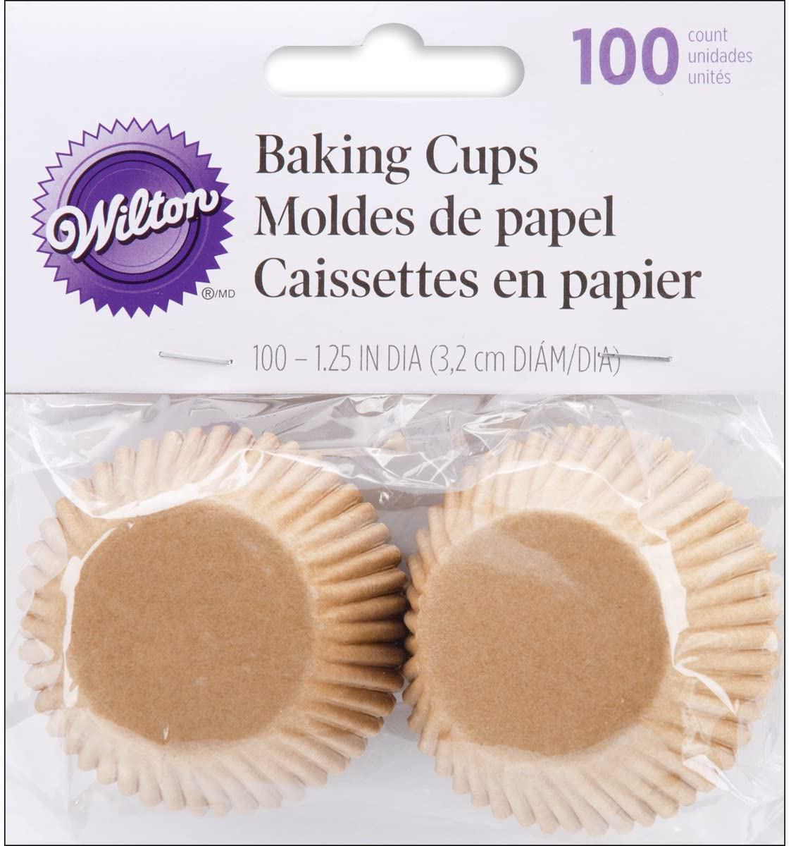Wilton Unbleached Mini Baking Cups, 100 Count ,Brown