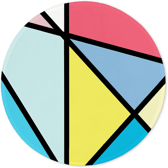 ITNRSIIET Mouse Pad, Colorful Geometric Pattern Design Round Mousepad. Customized Gaming Mousepads for Laptop and Computer. Cute Design Desk Accessories. Non-Slip, Stitched Edges, Waterproof