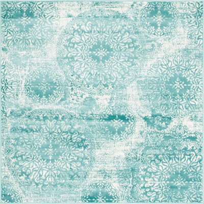 Unique Loom Sofia Collection Area Traditional Vintage Rug, French Inspired Perfect for All Home Décor, 6 Feet, Turquoise/Ivory