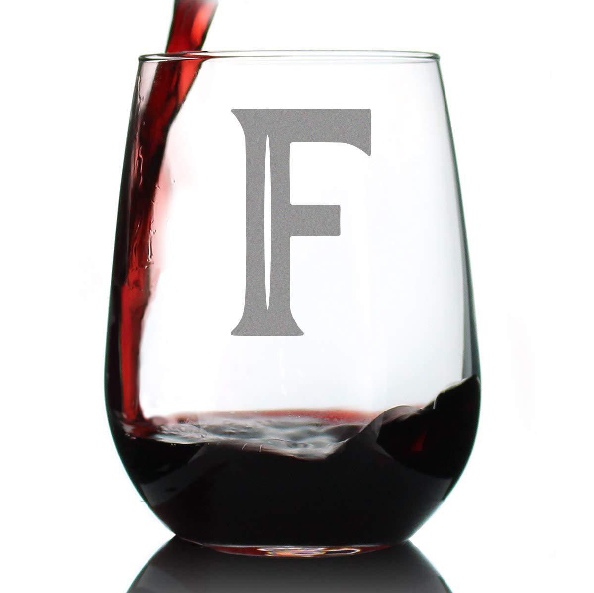 Monogram Bold Letter M - Stemless Wine Glass - Personalized Gifts for Women and Men - Large Engraved Glasses