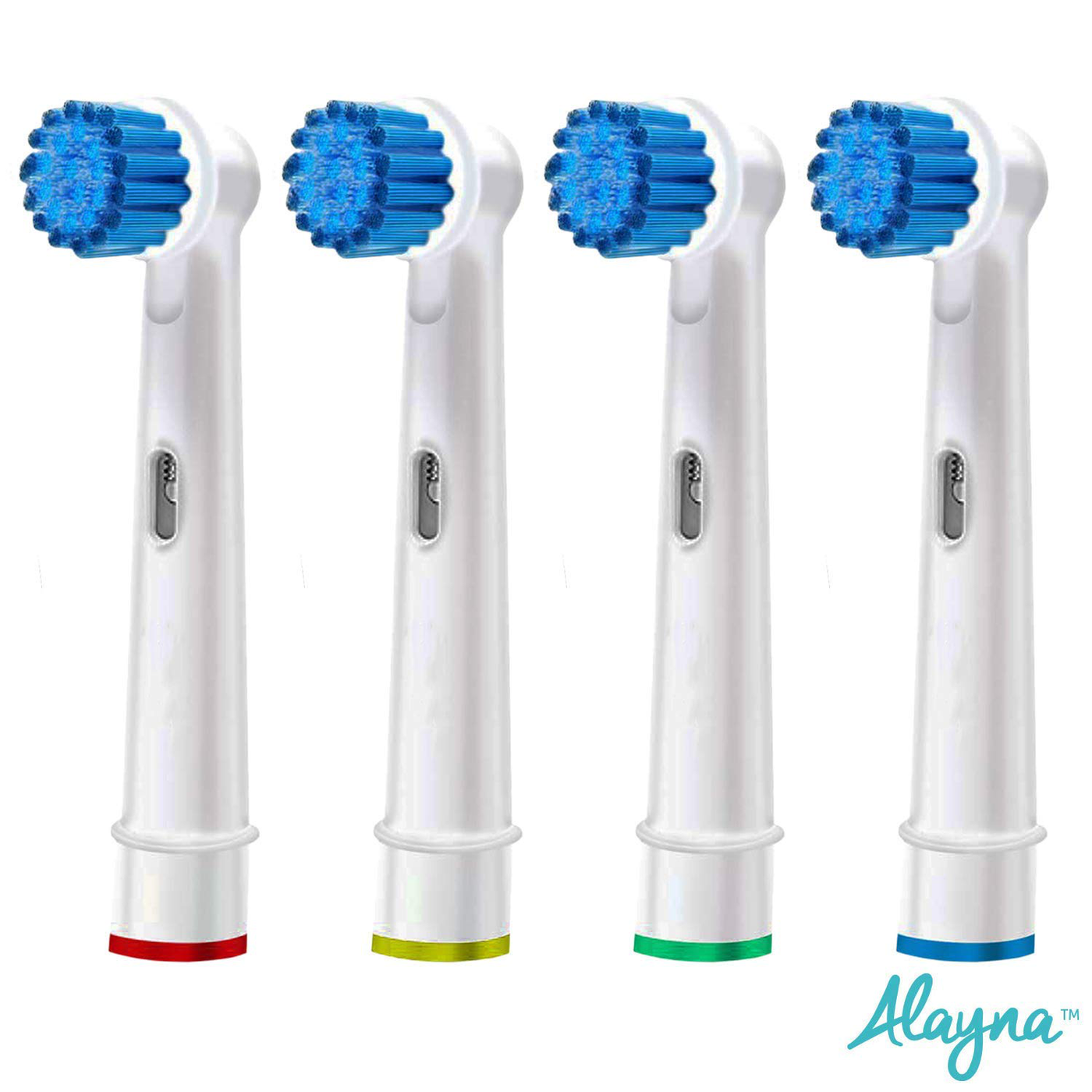 Replacement Brush Heads Compatible With Oral b- Sensitive Gum Care Electric Toothbrush Heads - Pk of 4 Generic Brushes Refill for Oralb Braun- Fits Oral-b 7000, Pro 1000 500 & More!