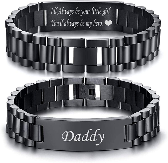 VNOX Masculine Watch Band Stainless Steel Link Bracelet Personalized Engraved DAD Jewelry Gift for Men DAD Father