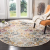 Safavieh Madison Collection MAD611N Boho Chic Floral Medallion Trellis Distressed Non-Shedding Dining Room Entryway Foyer Living Room Bedroom Area Rug, 5'3" x 5'3" Round, Navy / Teal