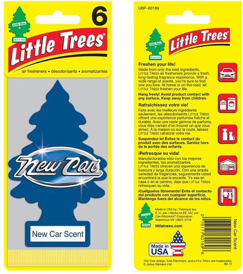 LITTLE TREES Car Air Freshener I Hanging Tree Provides Long Lasting Scent for Auto or Home I New Car Scent, 24 count, (4) 6-packs