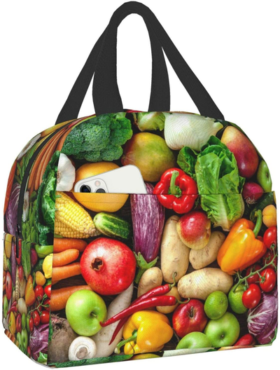 PrelerDIY Vegetables Lunch Box - Insulated Lunch Bags for Women/Men 3D Style Reusable Lunch Tote Bags, Perfect for Office/Camping/Hiking/Picnic/Beach/Travel