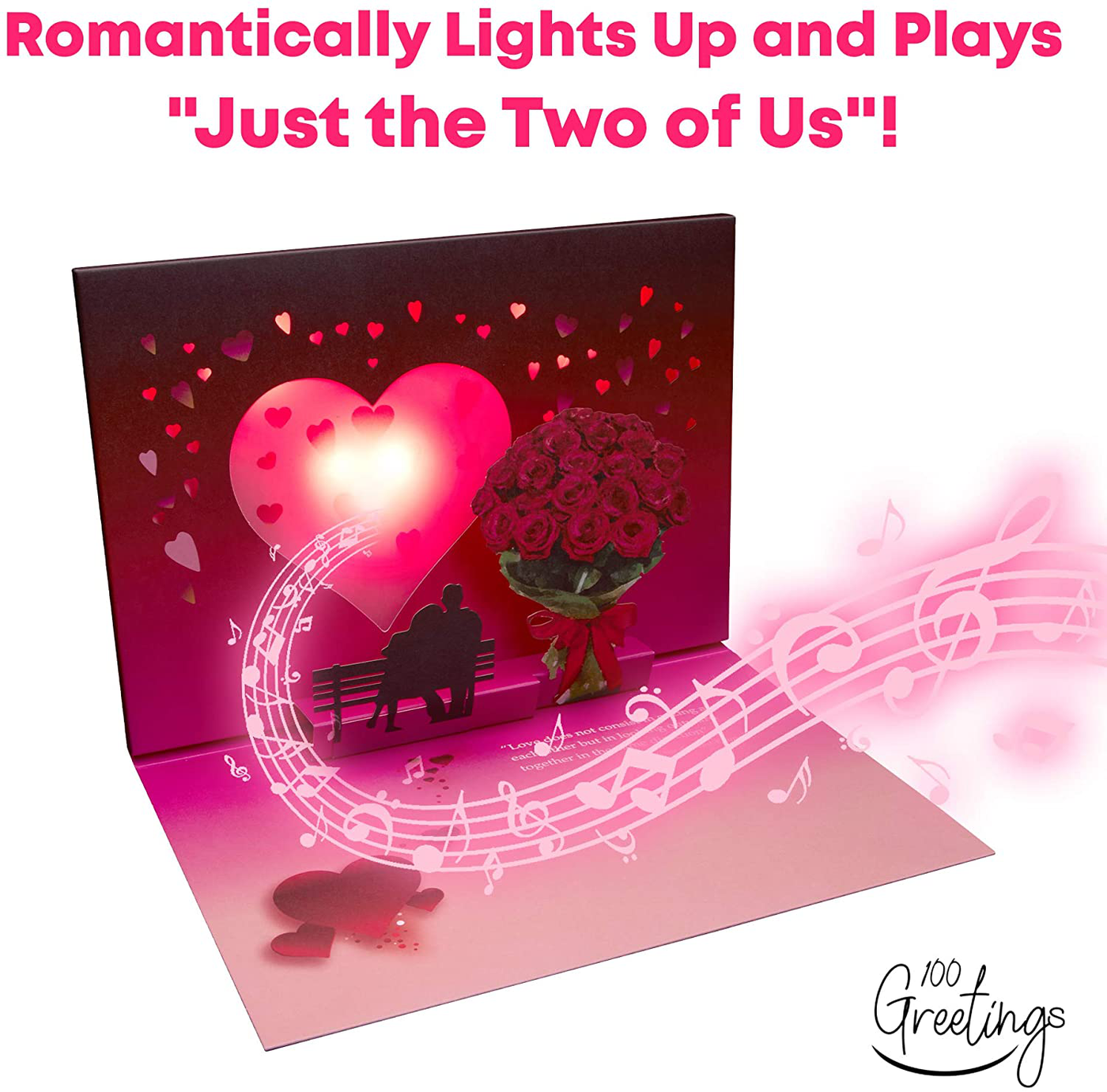 100 Greetings LIGHT & MUSIC Pop Up Happy Anniversary Card - Plays Song 'Just The Two of Us' - Happy Anniversary Cards for Husband - Wedding Anniversary Present for Wife - Gift for Her & Him