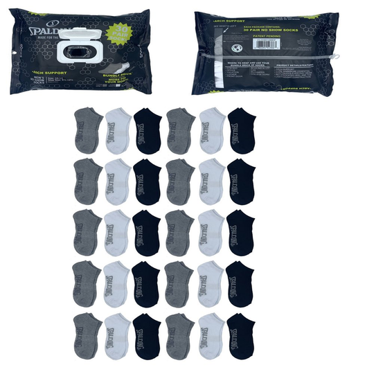 Men's 30-Pack No-Show Socks, Sizes 6.5-12