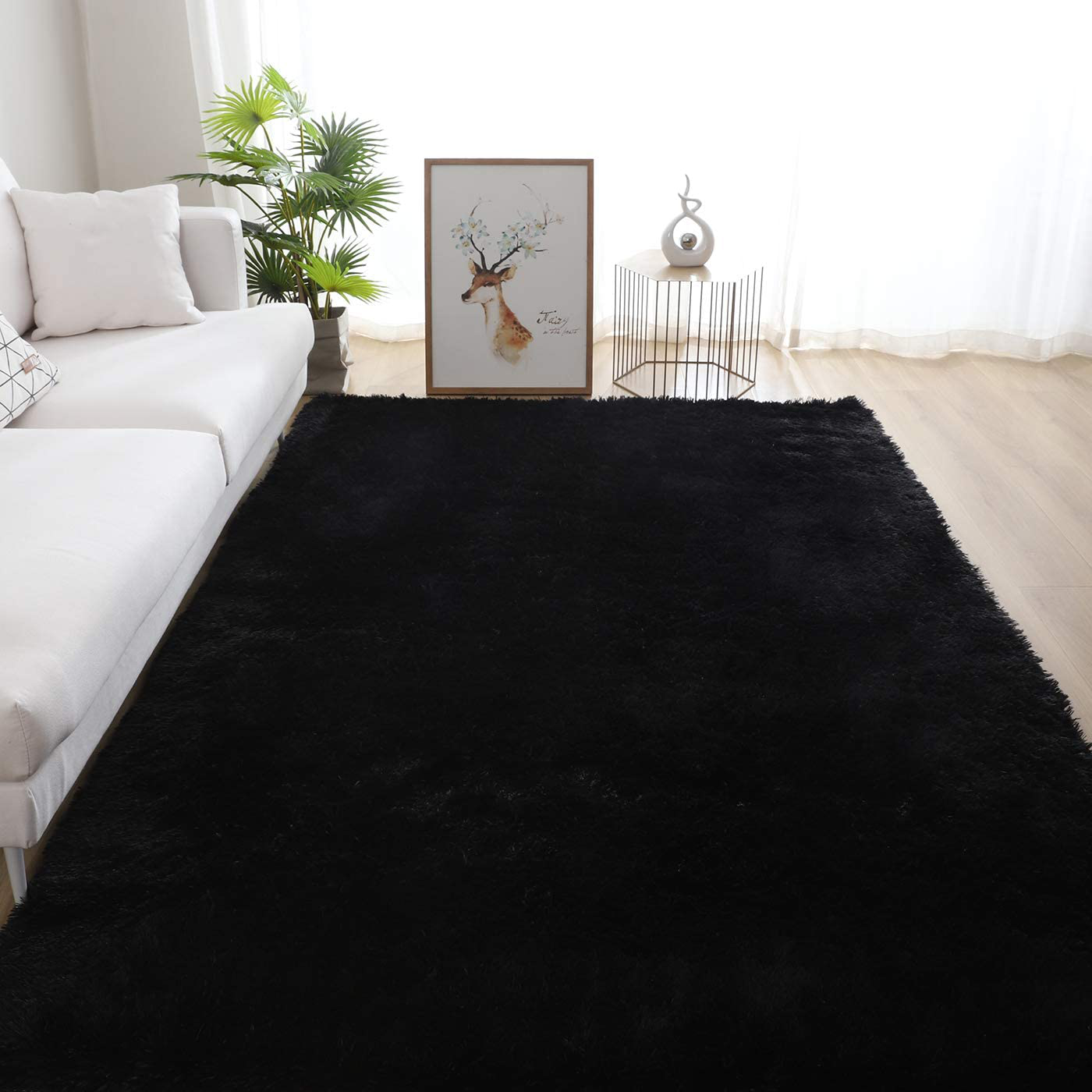 5X8 Navy Blue Area Rugs for Living Room Super Soft Floor Fluffy Carpet Natural Comfy Thick Fur Mat Princess Girls Room Rug (5x8 Feet, Navy Blue)