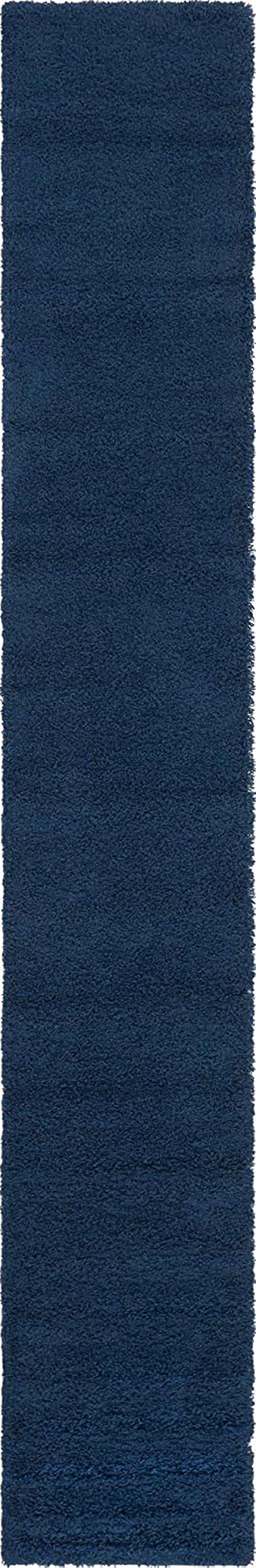 Unique Loom Solo Solid Shag Collection Area Modern Plush Rug Lush & Soft, 2' 6" x 16' 5", Navy Blue