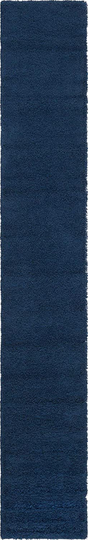 Unique Loom Solo Solid Shag Collection Area Modern Plush Rug Lush & Soft, 2' 6" x 16' 5", Navy Blue