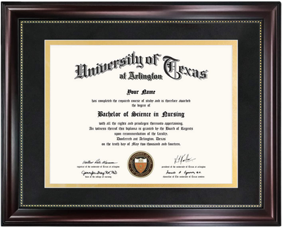 GraduationMall 8.5x11 Certificate Diploma Frame,Solid Wood & UV Protection Acrylic,Cherry Finish with Gold Trim