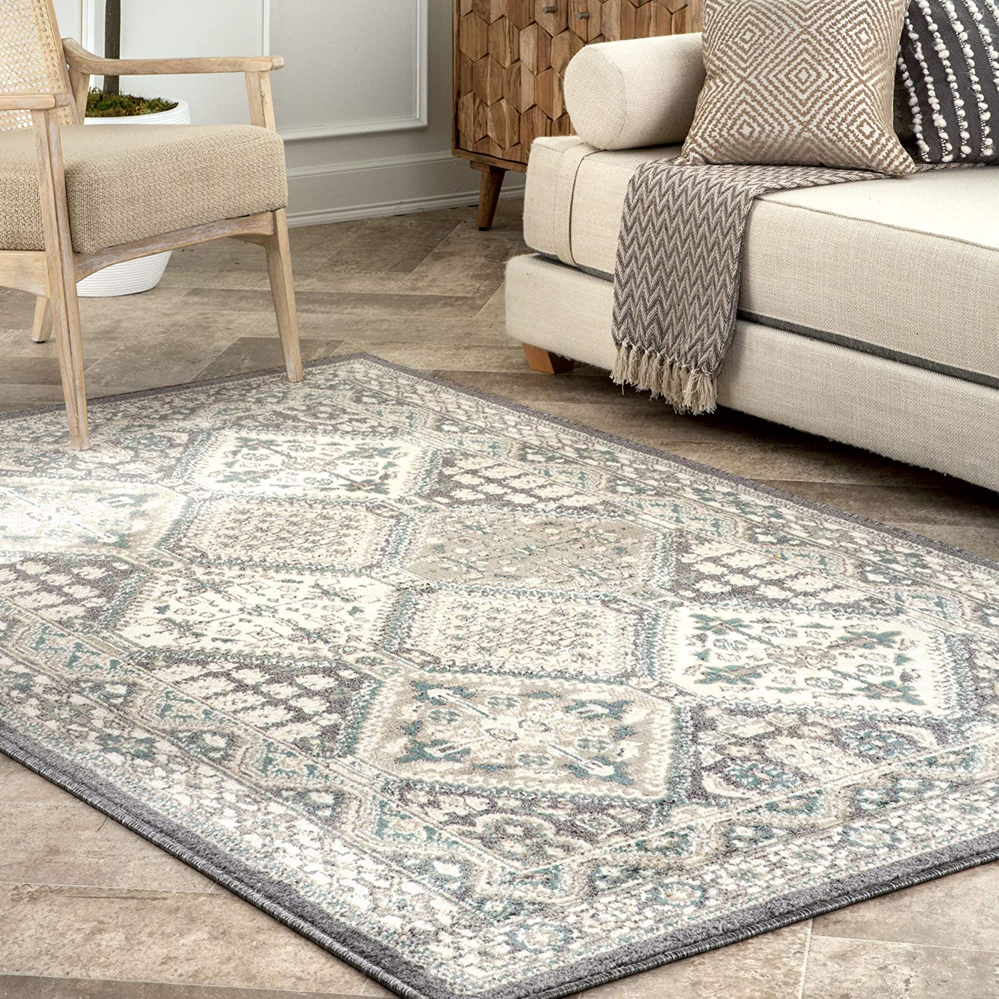 nuLOOM Becca Vintage Tile Area Rug, 3' x 5', Charcoal