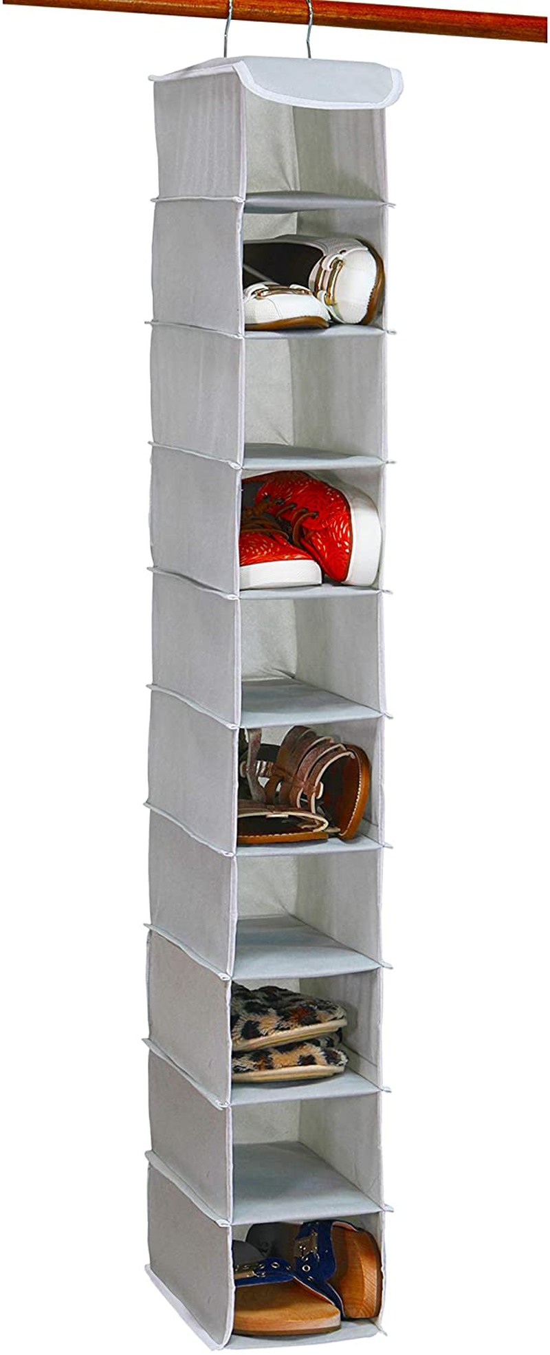 Simple Houseware 10 Shelves Hanging Shoes Organizer Holder for Closet, Grey