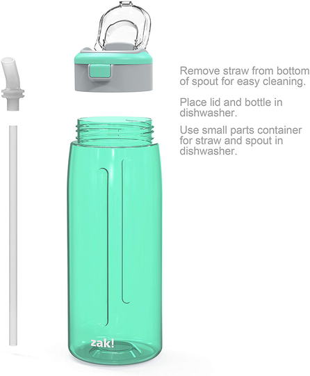 Zak Designs Genesis Durable Plastic Water Bottle with Interchangeable Lid and Built-In Carry Handle, Leak-Proof Design is Perfect for Outdoor Sports (32oz, Indigo)