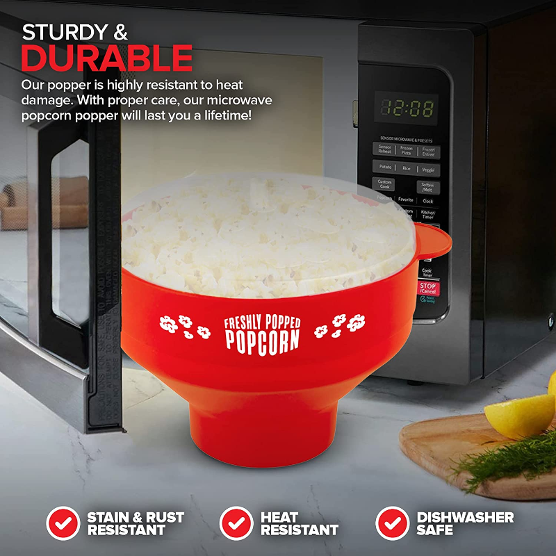Collapsible Silicone Microwave Popcorn Popper with Handles