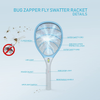 Rechargeable Electric Powerful Bug Zapper Fly Swatter Racket, Handheld Wasp Mosquitoes Flies Insects Killer Racquet for Indoor and Outdoor Pest Control Bat, eco Friendly Safe 4000 Volt, Blue/Gray