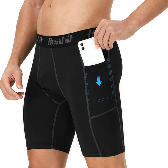 3 Pack Men's Spandex Compression Athletic Shorts With Side Pocket