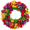 Tulip Wreath for Front Door, Heflashor 19 Inch Silk Flower Wreath Large Fall Door Wreath Artificial Floral Wreath for Home Wall Wedding Office Party Fistival Welcome Decor