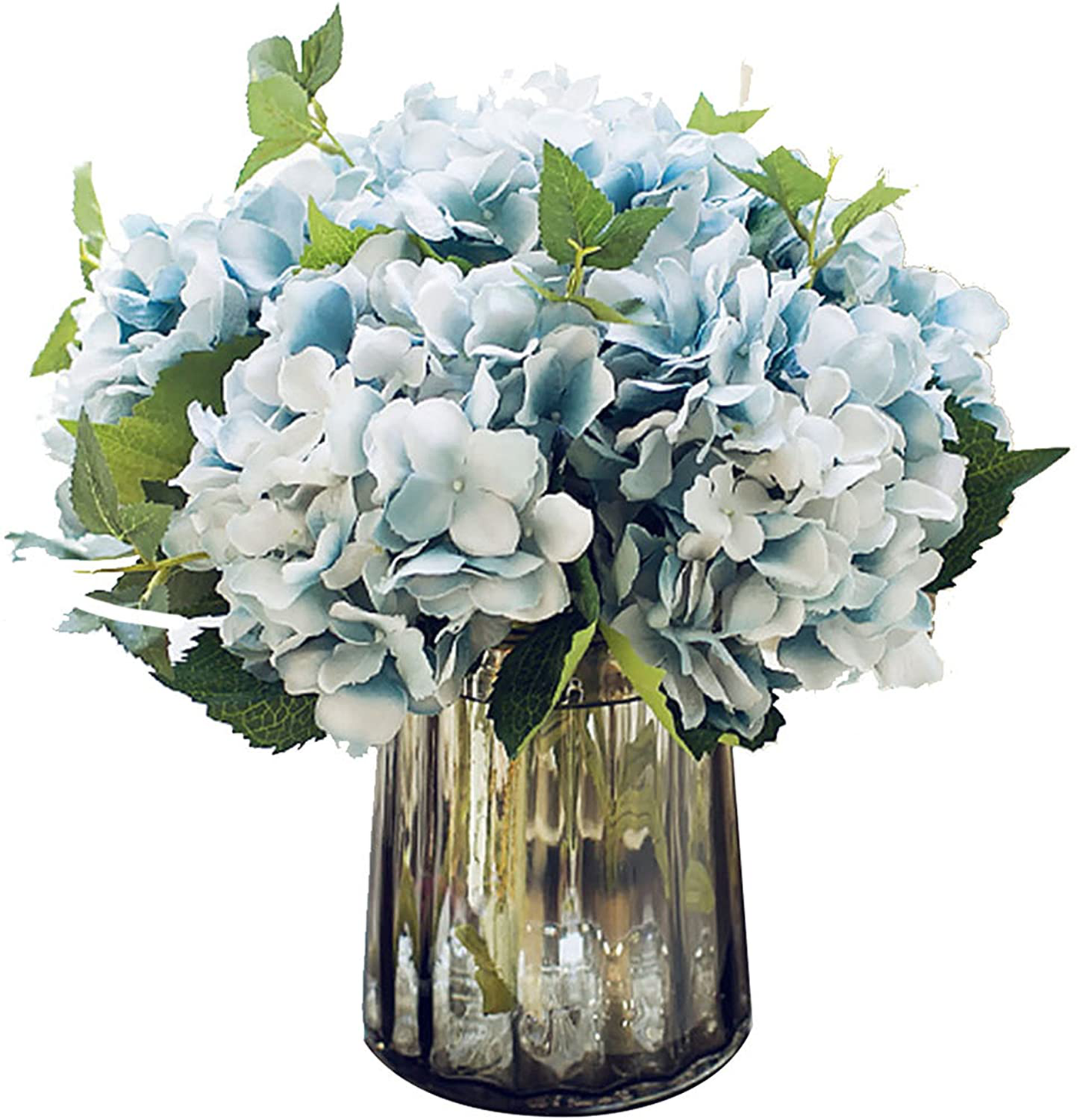 Felice Arts Artificial Silk Flowers California Fake Beautiful Hydrangea Bouquet Flower for Home Wedding Decor,Pack of 3 (Blue)